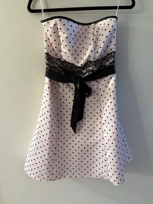 Vestido Jessica Mcclintock Gunne Sax para mujer sin tirantes rosa lunares vintage años 90 talla 7/8 Foto 1 de 4