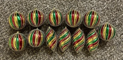 Ornaments - Festive Red, Green, and Gold Orbs - Image 1 of 4