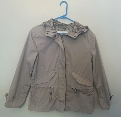 Coach Tan Lightweight Rain Jacket Hooded Parka Cinch Womens XS Small Stain - Image 1 of 4