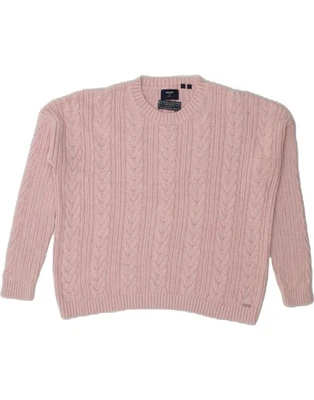 SUPERDRY Womens Crew Neck Jumper Sweater UK 12 Medium Pink Cotton CK04 - Image 1 of 4