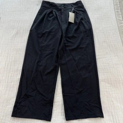 Halara Pants Womens Large Petite Black High Rise Wide Leg Work Trousers Soft NEW - Image 1 of 4