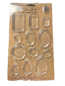 Idea-Ology Tim Holtz Facetas Cuelga 0,75" a 2" 12/Paquete Transparente - NUEVO en Paquete - Imagen 1 de 5