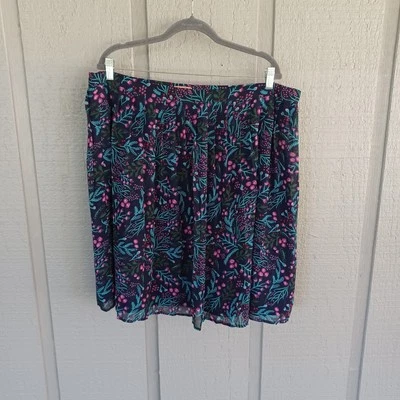 ModCloth Women Navy Floral Mini Skirt Plus Size 2X Preppy - Image 1 of 4