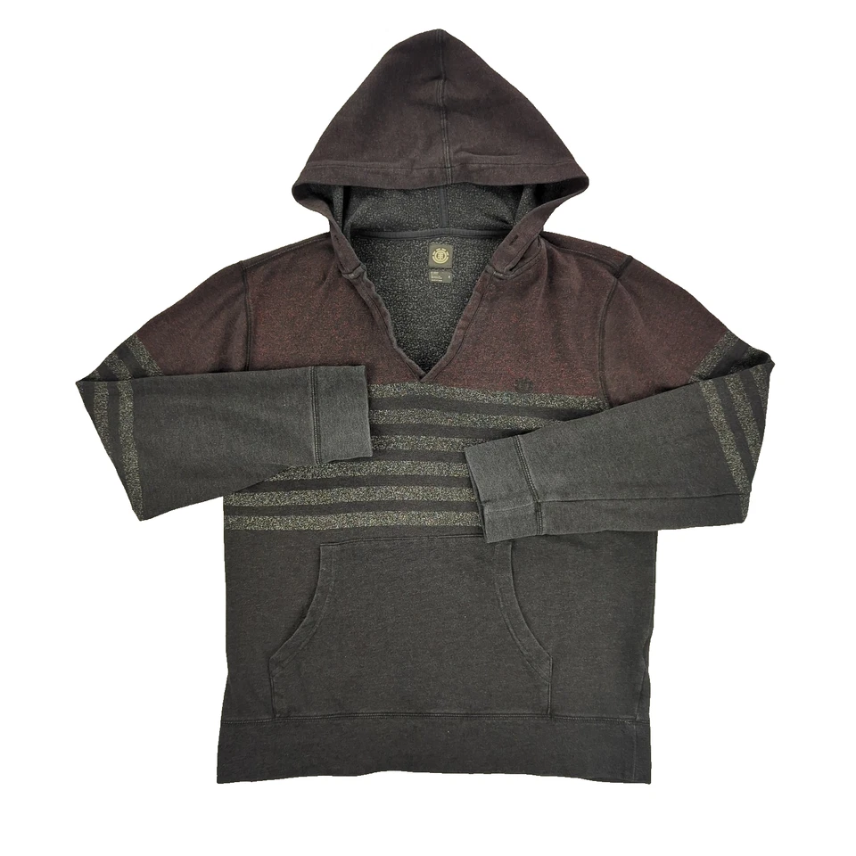 Element Sudadera con Capucha Pullover Para Hombre Mediana Negra Gris Granate Rayas Bolsillo Canguro Foto 1 de 4