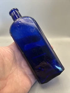 LOVELY COBALT BLUE GENUINE VICTORIAN UNEMBOSSED POISON BOTTLE - Picture 1 of 6