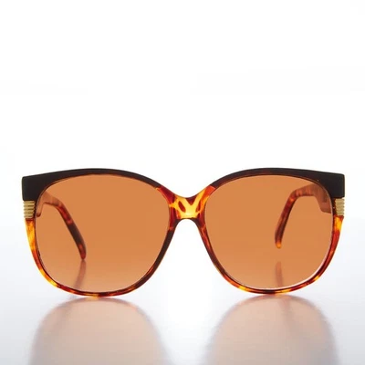 Óculos de sol feminino tartaruga grande vintage com destaque preto - Frieda - Imagem 1 de 3