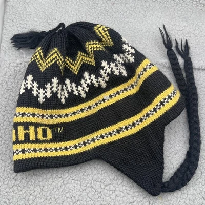 Vermont Originals Idaho Tm Gorro Gorra Esquí Sombrero Amarillo Marfil Negro Lana EE. UU. Foto 1 de 4