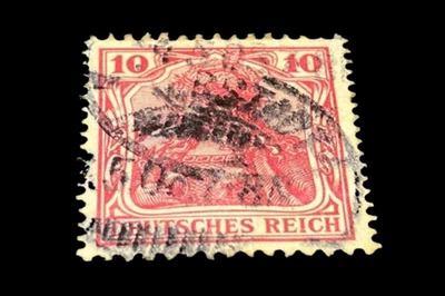 Rare 1921 Germany 10 Pfennig Red Stamp Hinged Heavy Cancel Collectible - Image 1 of 4