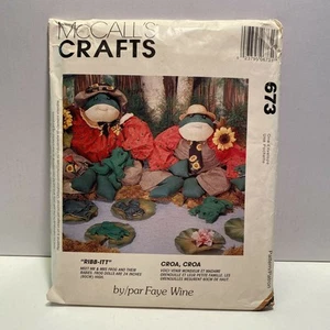McCalls Crafts 673 Mr Mrs Baby Frogs 24" Stuffed Dolls 1995 Uncut Vtg Pattern - Picture 1 of 2