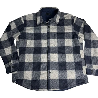 Banana Republic Plaid Wool Shirt Jacket Overshirt Blue Gray Heavyweight - Image 1 of 4