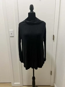 We The Free Free People Black Ribbed Cowl Neck Long Sleeve Swing Tunic Top M - Picture 1 of 5