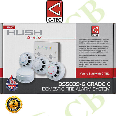 C-Tec Grade C Fire Alarm Kit Smoke Detector Control Panel Heat Detector HMO • 923.99£