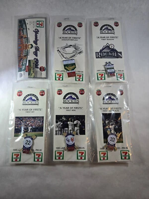 Colorado Rockies 1995 Sealed Vintage "A Year Of Firsts" 6 Lapel Pin Complete Set - Image 1 of 4