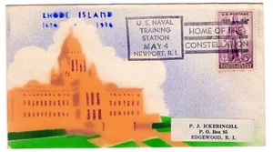 #777 Rhode Island 1936 FDC - Planty #27 Risko Art U/O Naval CCL in Black - Picture 1 of 2