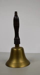 VINTAGE Large Heavy BRASS School House Hand FD SUPPLY 1817 BELL 11.5” T 5.5" D - Picture 1 of 5
