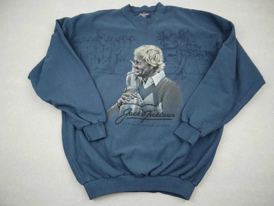 Suéter De Colección Jack Nicklaus Hombres XL Azul Vida De Golf Swing Stance Crew EE. UU. Foto 1 de 4