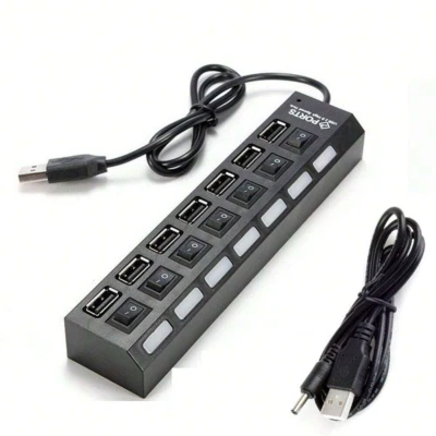 USB HUB 7 Port High Speed 2.0 USB Multi Splitter Desktop PC Laptop Adapter - Image 1 of 4