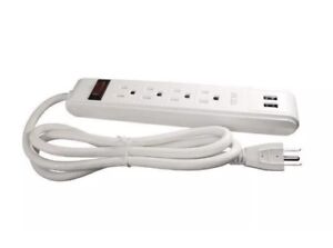OnePower Surge Protector with Power Cord 4 Ft Outlet Dual USB