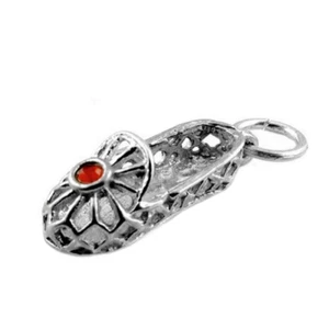 STERLING SILVER RED JEWELLED DANCING SHOE CHARM - Picture 1 of 2