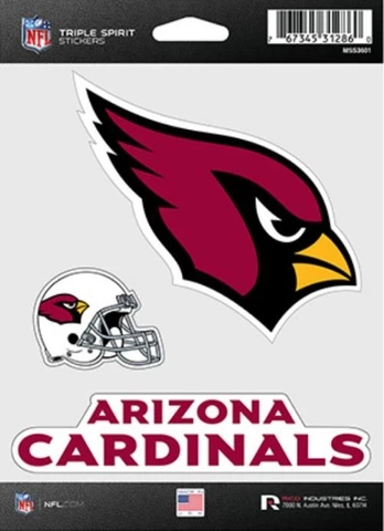 Arizona Cardinals Triple Spirit 3 Decals Auto Tumbler Laptop Cut to Shape Cover