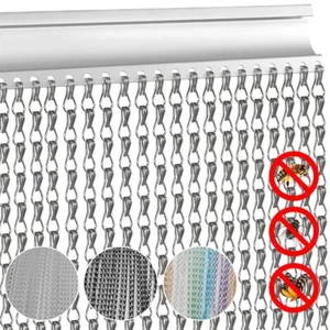 Chain Curtain Aluminum Door Curtain Metal Chain Fly Insect Blinds Screen214x90CM - Picture 1 of 19
