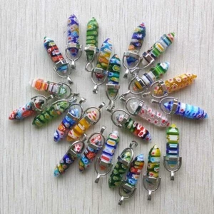 50pcs Mixed Thousand Flower Glass Pillar Point Charm Pendants for Jewelry Making - Picture 1 of 4