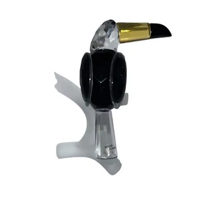 Vintage Crystal Toucan on a Frosted Clear Glass Branch - Picture 1 of 5