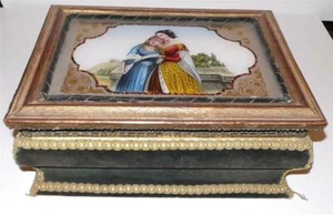 A Rare 19th. C. French Antique Cartonnage or Elegant Box with Mirror - Picture 1 of 8