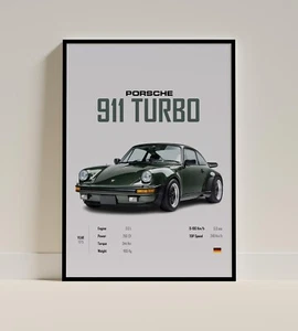 Porsche 1976 911 Turbo Poster - 911 Turbo Print - Car Print - Car Decor Home - Picture 1 of 2