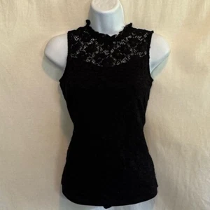 F-1 AB Studio Black Lace Lined Sleeveless Pullover Summer Blouse Size S - Picture 1 of 14