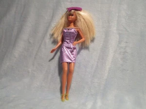 Barbie Blond Hair with Graduation Cap with Short Lavender Dress and Beads - Picture 1 of 2