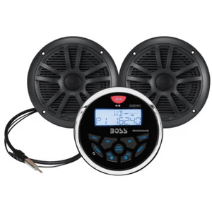 BOSS MARINE AUDIO AM/FM/BT/USB & Weather Channels Radio Antenna & 6.5" Speakers - Picture 1 of 9