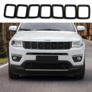 7PCS Grill Inserts Grille Cover Frame Trims Kit for Jeep Compass 2017-2020 Black - Foto 1 di 8