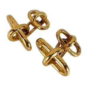 10K Yellow Gold Over Mens Marine Chain Link Cufflinks Dimensions: 2 x 1 x 2.4 cm