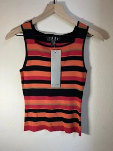 Women's Multi-Color Striped Pull Over Top Shirt Blouse By Finity Size Petite Med - Picture 1 of 3