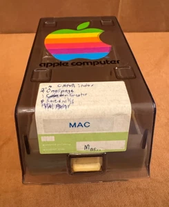 Vintage Apple Computers 3 1/2 Floppy Disk Holder Case Mac w Sticker Storage - Picture 1 of 6