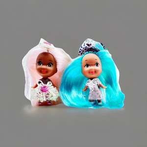 Tyco Miniature Jointed Vinyl Girl Dolls  1994 2 Inches Outfits Intact - Picture 1 of 9