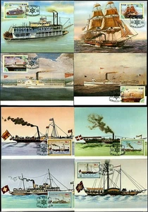 1984 Sao Tome Steamboat,Dampfschiff,Navire,Maritime Org. Anniv,14 Maxi Cards - Picture 1 of 2
