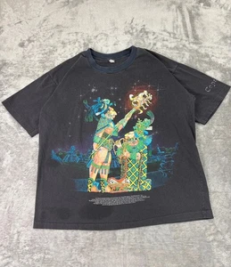 Vintage 90s Mayan Calendar Graphic T-Shirt (L) Pelican Belize Tribal Art - Picture 1 of 8