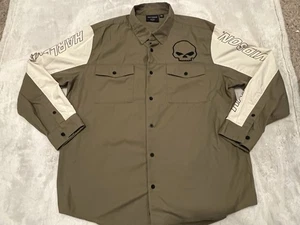Harley Davidson Willie G Skull Viper Hemd Olivgrün Herren Größe XXL Baumwolle - Bild 1 von 9