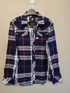 Camicia uomo G-Star Raw a quadri manica lunga Tacoma taglia small Western Pearl Snap - Foto 1 di 11