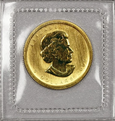 2009 $5 1/10 унции .9999 Золотой канадский кленовый лист не бывшая в обращении монета BU запечатанный - Изображение 1 из 4