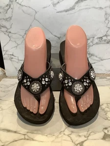 Justin Damen Kristall schwarz Flip Flop Sandalen Größe 8 - Bild 1 von 8