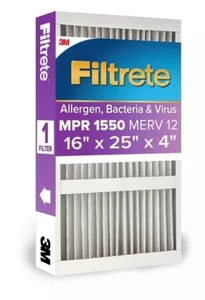 Filtro de aire plisado profundo Filtrete 16x25x4 alérgenos bacterias y virus 1550 | Merv 12 - Imagen 1 de 9