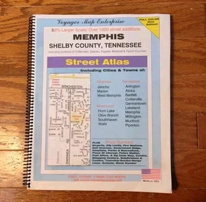 Memphis & Shelby County Tennessee TN VOYAGER STREET ATLAS 11" × 14" Large Map - Picture 1 of 8