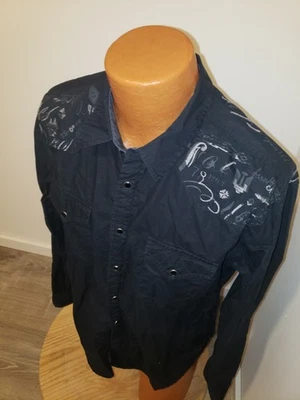 (XL) Mens Guess Button Down Black Vintage Y2K Retro Rock and Roll 90s . - Image 1 of 4