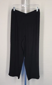 EILEEN FISHER Damen Pull-On Hose schwarz Seide Georgette Krepp Größe XL weites Bein - Bild 1 von 4