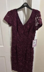 JS Collections Plum Lace Dress Size 8 - Picture 1 of 5