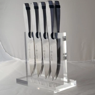 New w/Box Steel SCHMIDT BROS 8 PIECE LONG STEAK KNIVES SET Magnetic Block German - Image 1 of 4