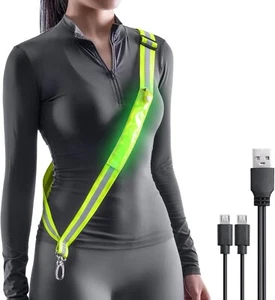Lauflicht LED für Joggen mit Reflektoren Gürtel Lauflampe USB Aufladbar C467 - Bild 1 von 7